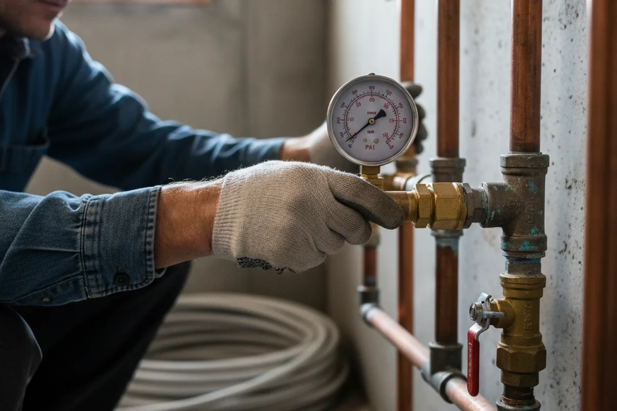 Pressure testing a repaired line during Water Line Repair in Garfield